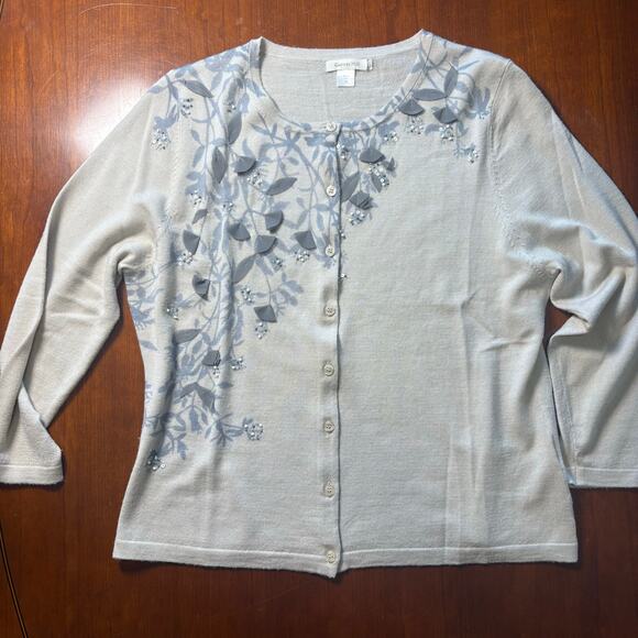 Garnet Hill Gray and Blue Cardigan XL - Picture 1 of 5